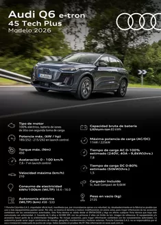 Catálogo Audi | Audi Q6 Etron 45 Tech Plus 2026 compressed | 2026-08-04T00:00:00.000Z - 2026-08-18T00:00:00.000Z