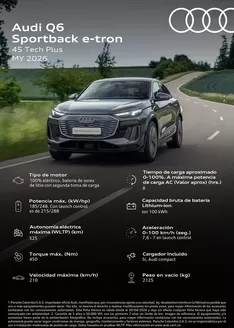 Catálogo Audi | Audi Q6 Sportback e tron 45 Tech Plus 2026 compressed | 2026-08-04T00:00:00.000Z - 2026-08-18T00:00:00.000Z