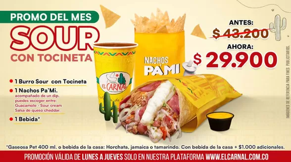 Catálogo El Carnal | Promo, Sour con Tocineta $29.900 | 2026-08-11T00:00:00.000Z - 2026-08-31T00:00:00.000Z