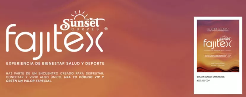 Catálogo Fajitex | Boleta Sunset Experience $200.000 | 2026-08-13T00:00:00.000Z - 2026-08-23T00:00:00.000Z