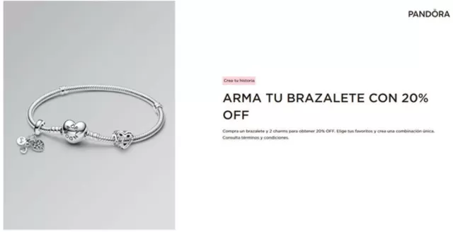 Catálogo Pandora | Compra un brazalete y 2 charms para obtener 20% OFF | 2026-08-13T00:00:00.000Z - 2026-08-31T00:00:00.000Z