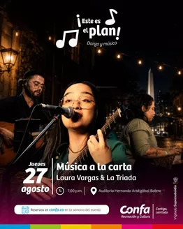 Catálogo Confa | Música a la Carta, una experiencia con Laura Vargas & La Triada | 2026-08-24T00:00:00.000Z - 2026-08-27T00:00:00.000Z