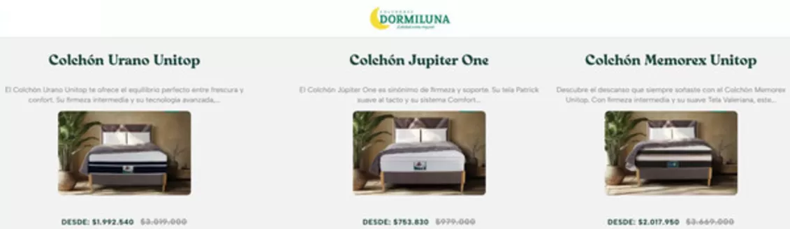 Catálogo Colchones Dormiluna | Descuentos Especiales | 2026-08-31T00:00:00.000Z - 2026-09-02T00:00:00.000Z
