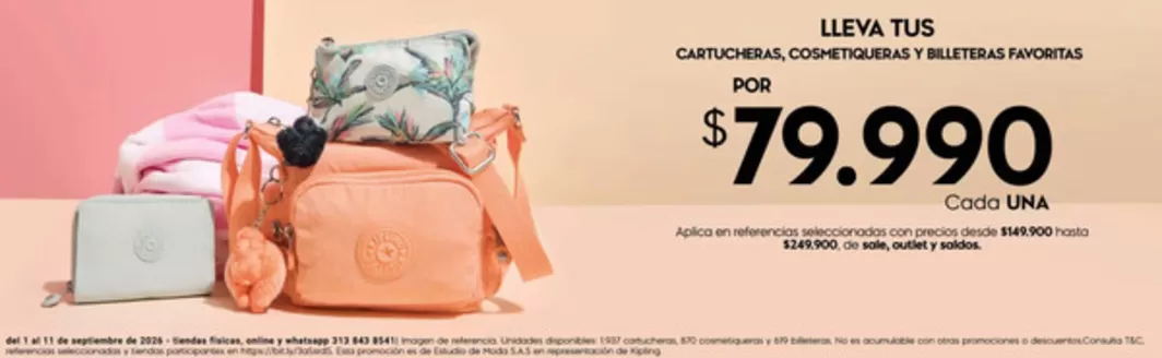 Catálogo Kipling | Por $79.990 cada una | 2026-09-01T00:00:00.000Z - 2026-09-11T00:00:00.000Z