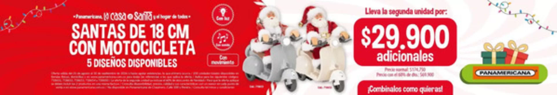 Catálogo Panamericana en Caicedo | Santas de 18 cm con motocicleta $29,900 | 2026-09-04T00:00:00.000Z - 2026-09-30T00:00:00.000Z