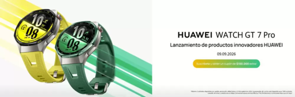 Catálogo Huawei | Suscríbete y obtén un cupón de $100.000 extra | 2026-09-08T00:00:00.000Z - 2026-09-09T00:00:00.000Z