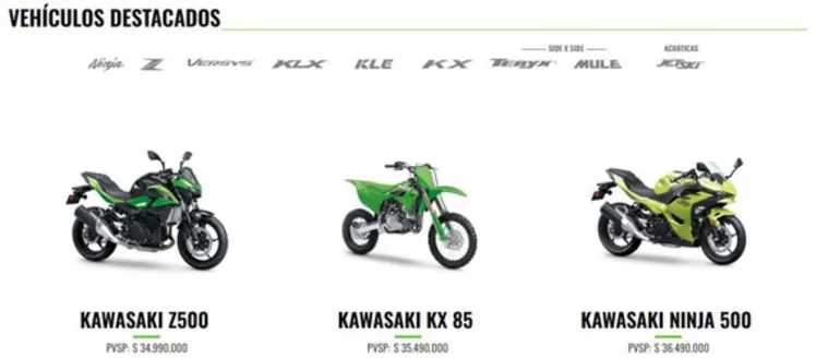 Catálogo Kawasaki en Salamina Caldas | Vehículos Destacados | 2026-09-16T00:00:00.000Z - 2026-09-30T00:00:00.000Z