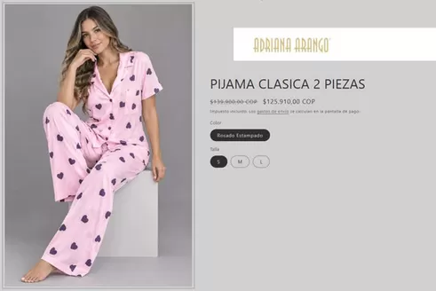 Catálogo Adriana Arango | Pijama Clasica 2 Pieza $125.910,00 COP | 2026-09-17T00:00:00.000Z - 2026-09-30T00:00:00.000Z