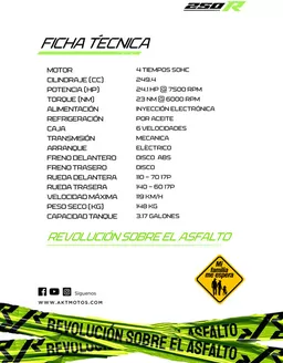 Catálogo AKT en Bucaramanga | Ficha tecnica 250r | 2026-09-17T00:00:00.000Z - 2026-10-01T00:00:00.000Z