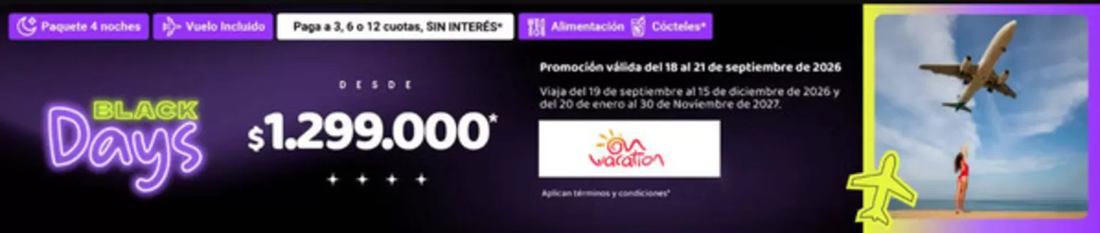 Catálogo On Vacation | Black Days y los Precios Especiales | 2026-09-18T00:00:00.000Z - 2026-09-21T00:00:00.000Z