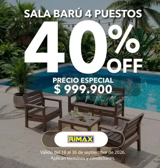 Catálogo Rimax | Sala Barú 4 Puestos 40% OFF | 2026-09-23T00:00:00.000Z - 2026-09-30T00:00:00.000Z