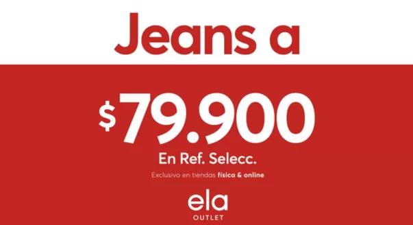 Catálogo ELA en El Playón | Jeans seleccionados por $79.900, Toda la tienda 40% OFF | 2026-09-25T00:00:00.000Z - 2026-09-27T00:00:00.000Z