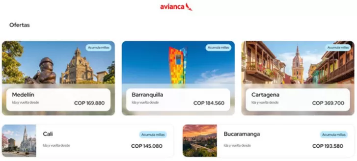 Catálogo Avianca | Ofertas | 2026-09-29T00:00:00.000Z - 2026-10-02T00:00:00.000Z