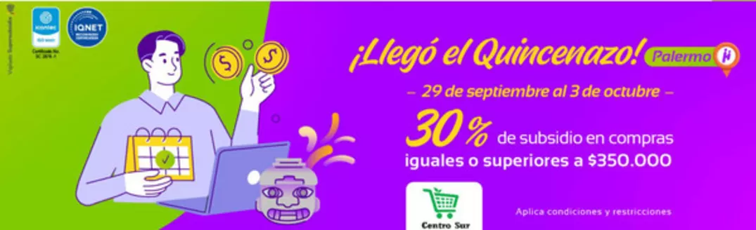 Catálogo Comfamiliar Huila | Quincenazo a Palermo a un 30% DTO | 2026-10-02T00:00:00.000Z - 2026-10-03T00:00:00.000Z