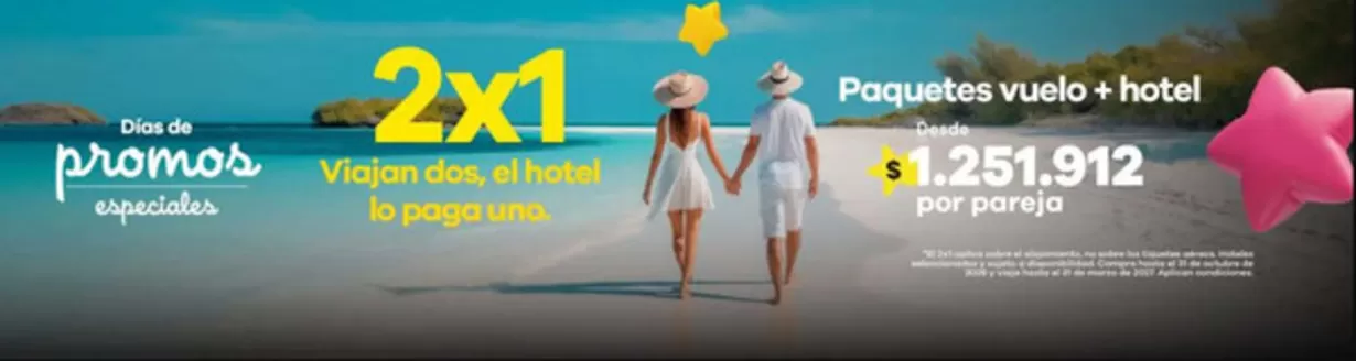 Catálogo Viajes Éxito | 2x1 viajan dos, el hotel lo paga uno | 2026-10-05T00:00:00.000Z - 2026-10-31T00:00:00.000Z