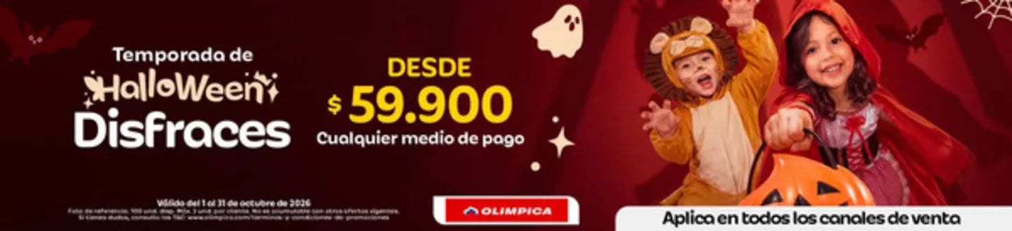 Catálogo Olímpica | Halloween Disfraces desde: $59.900 | 2026-10-05T00:00:00.000Z - 2026-10-31T00:00:00.000Z