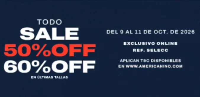 Catálogo Americanino | Todo Sale 60% OFF & 50% OFF | 2026-10-09T00:00:00.000Z - 2026-10-11T00:00:00.000Z
