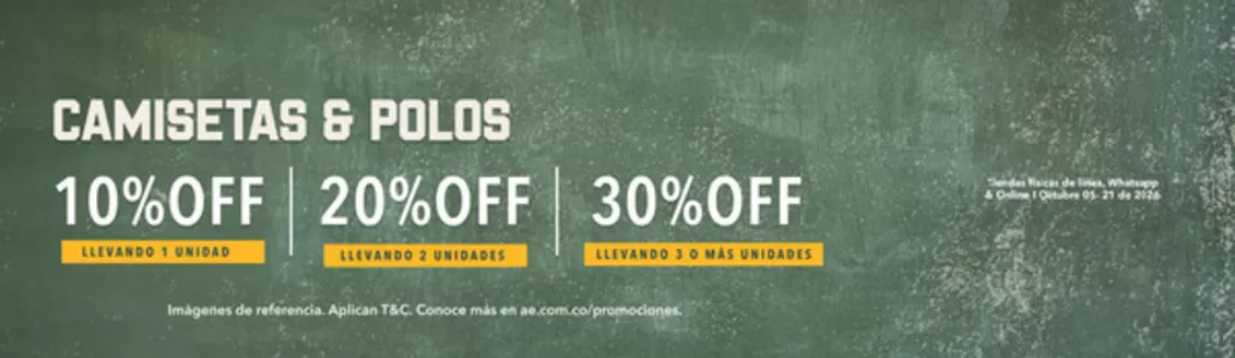 Catálogo American Eagle | Más compras, más descuentos en Camisetas & Polos | 2026-10-09T00:00:00.000Z - 2026-10-21T00:00:00.000Z