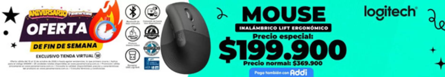 Catálogo Panamericana | Mouse Inalámbrico Lift Ergonómico precio especial: $199.900 | 2026-10-12T00:00:00.000Z - 2026-10-12T00:00:00.000Z