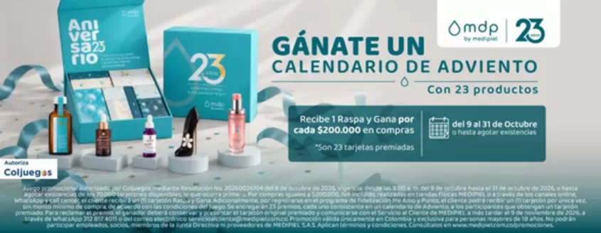 Catálogo MediPiel | Recibe 1 Raspa y Gana por cada $200.000 en compras, Hydro Oil por solo: $80.000 | 2026-10-22T00:00:00.000Z - 2026-10-31T00:00:00.000Z