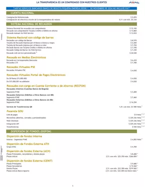 Catálogo Banco de Bogotá en Armenia | Tarifas mediana empresa 2025 | 2025-02-26T00:00:00.000Z - 2025-12-31T00:00:00.000Z