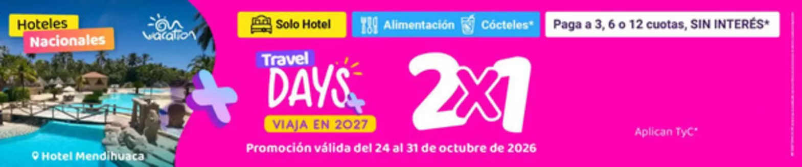 Catálogo On Vacation | Travel Days | 2026-10-26T00:00:00.000Z - 2026-10-31T00:00:00.000Z