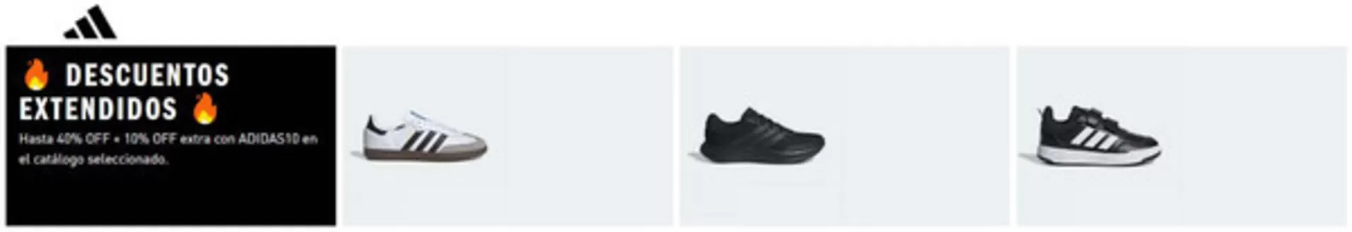 Catálogo Adidas | Hasta 40% OFF + 10% OFF extra con ADIDAS10 en el catálogo seleccionado. | 2026-10-27T00:00:00.000Z - 2026-10-31T00:00:00.000Z