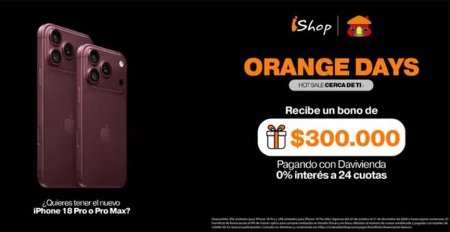 Catálogo Ishop | Aprovecha los Orange Days en el iPhone 18 Pro o Pro Max con precios exclusivos | 2026-10-27T00:00:00.000Z - 2026-12-31T00:00:00.000Z