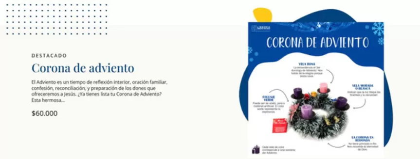 Catálogo Minuto de Dios | Corona de adviento: $60.000 | 2026-10-30T00:00:00.000Z - 2026-11-09T00:00:00.000Z