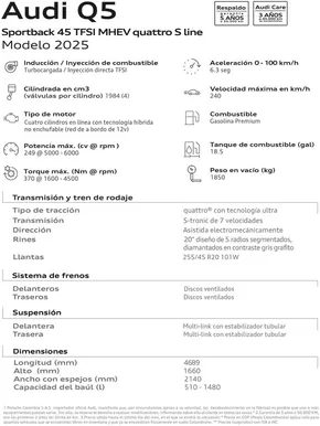 Catálogo Audi | Audi Q5 Sportback S Line Híbrido* | 2025-03-25T00:00:00.000Z - 2026-03-25T00:00:00.000Z