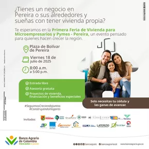 Catálogo Banco Agrario de Colombia en Palmira | Primera Feria de Vivienda para Microempresarios y Pymes - Pereira | 2025-07-10T00:00:00.000Z - 2025-07-18T00:00:00.000Z