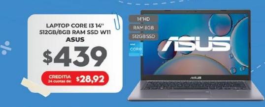 laptop ASUS core i3 14" 512GB/8GB RAM SSD WIFI