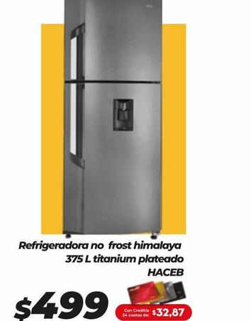 REFRIGERADORA NO FROST HIMALAYA 375 L PLATEADO HACEB TITANIU