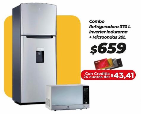 combo refrigeradora 370L inverter Indurama + microonda 20L