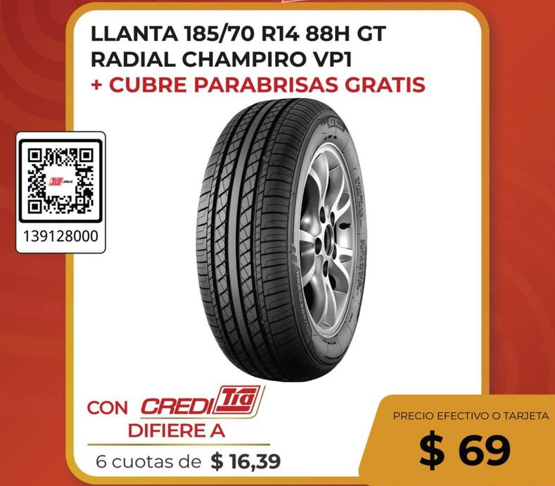 GT RADIAL - LLANTA 185/70 R14 88H CHAMPIRO VP1