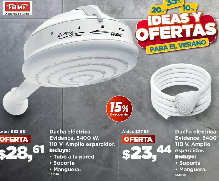 Brasil - Ducha eléctrica Evidence. 5400 W. 110 V. Amplio esparcidor