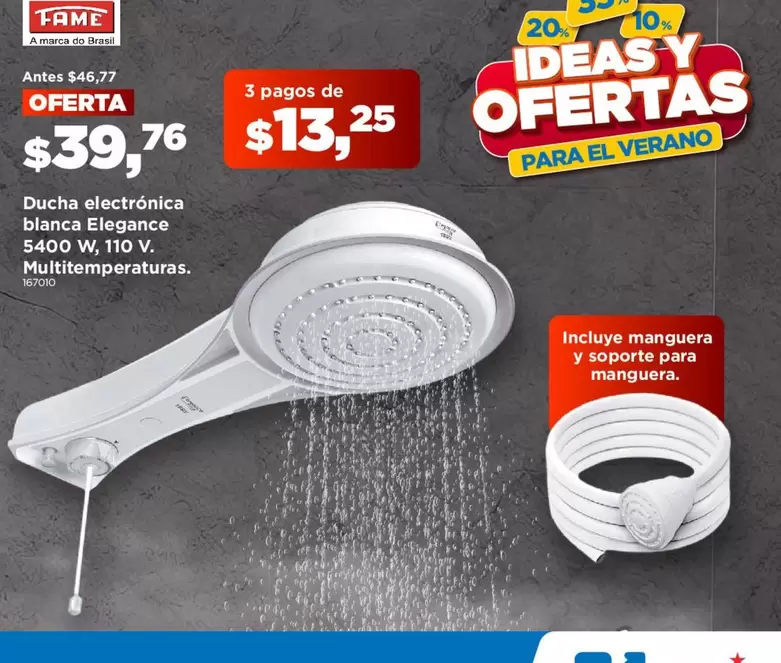 Brasil - Ducha electrónica blanca Elegance 5400 W, 110 V. Multitemperaturas