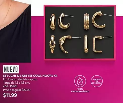 cool - ESTUCHE DE ARETES COOL HOOPS X4