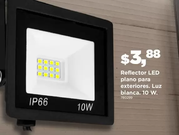Blanca - Reflector LED plano para exteriores. Luz blanca. 10 W.