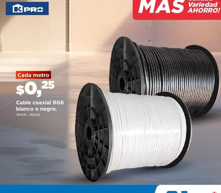 Metro - Cable coaxial RG6 blanco o negro.