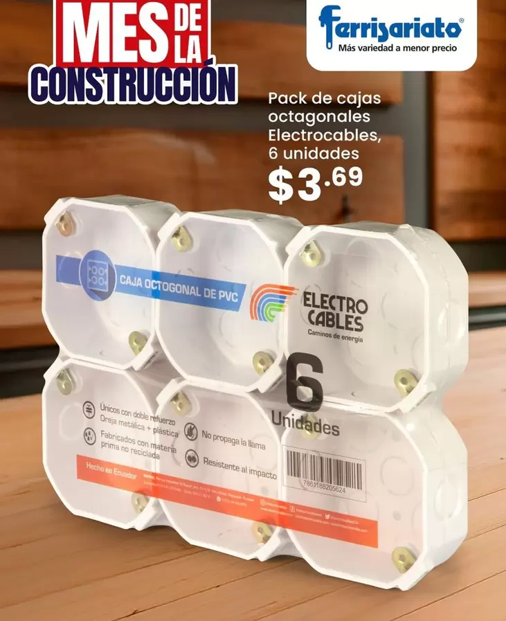Pack de cajas octagonales Electrocables, 6 unidades