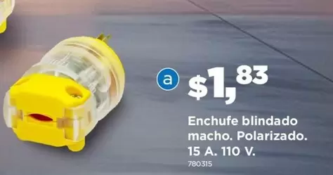 Enchufe blindado macho. Polarizado.