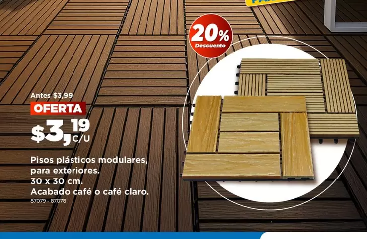 Pisos plásticos modulares, para exteriores.