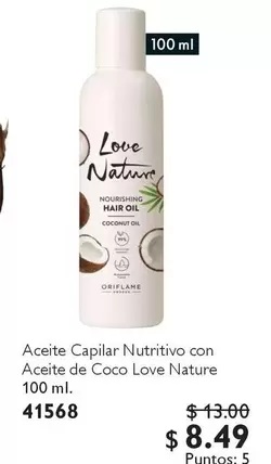 Love - Aceite Capilar Nutritivo con Aceite de Coco  Nature 100 ml.