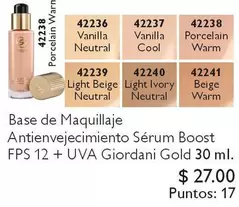 cool - Base de Maquillaje Antienvejecimiento Sérum Boost FPS 12 + UVA Giordani Gold 30 ml