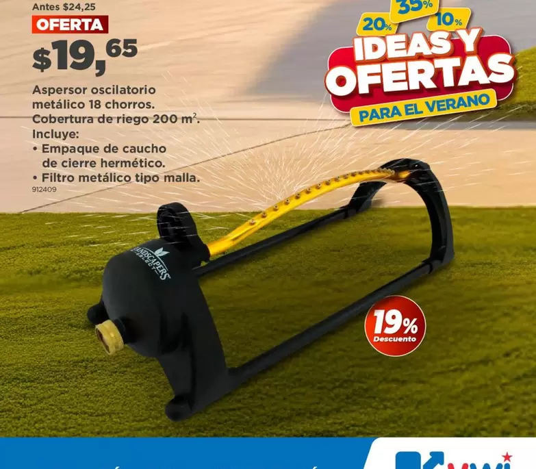 Aspersor oscilatorio metálico 18 chorros