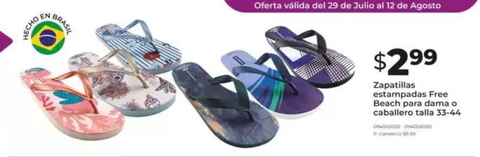Brasil - Zapatillas estampadas Free Beach para dama o caballero talla 33-44