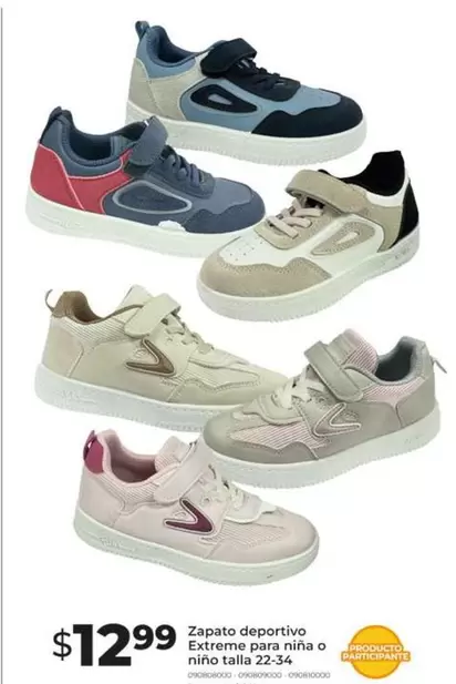 Zapato deportivo Extreme para niña o niño talla 22-34