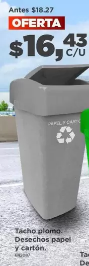 Tacho plomo. Desechos papel y cartón.
