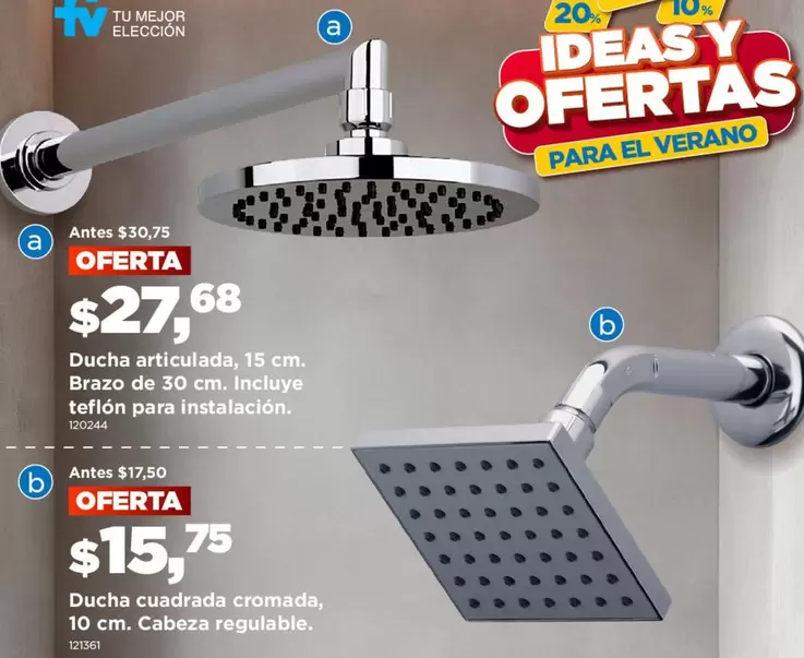 Ducha articulada, Ducha cuadrada cromada